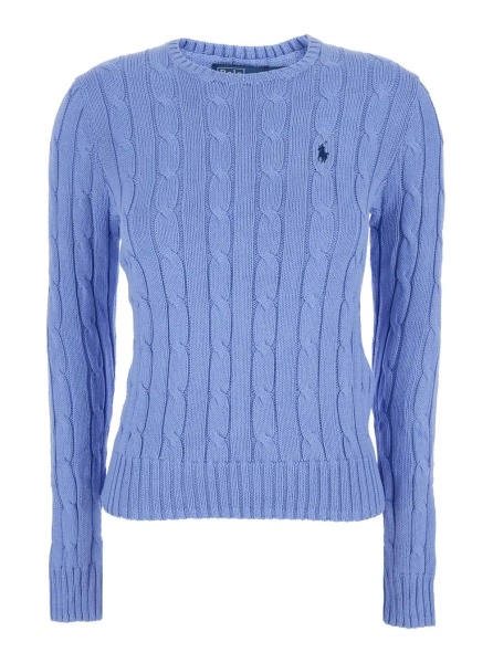 Pulover Ralph Lauren albastru cu logo brodat