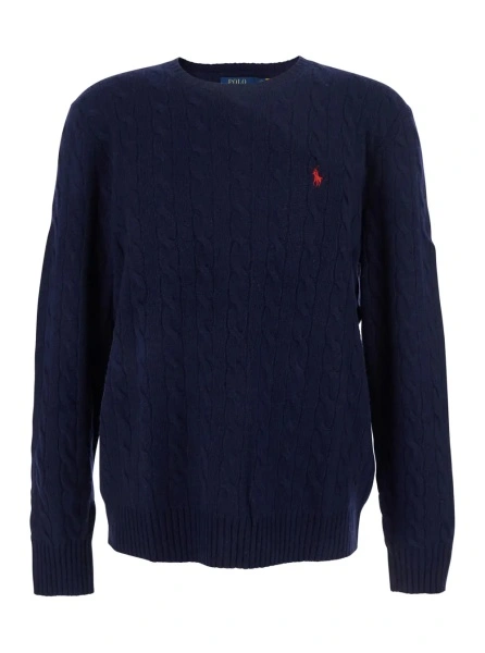 Pulover Ralph Lauren albastru din lana si casmir