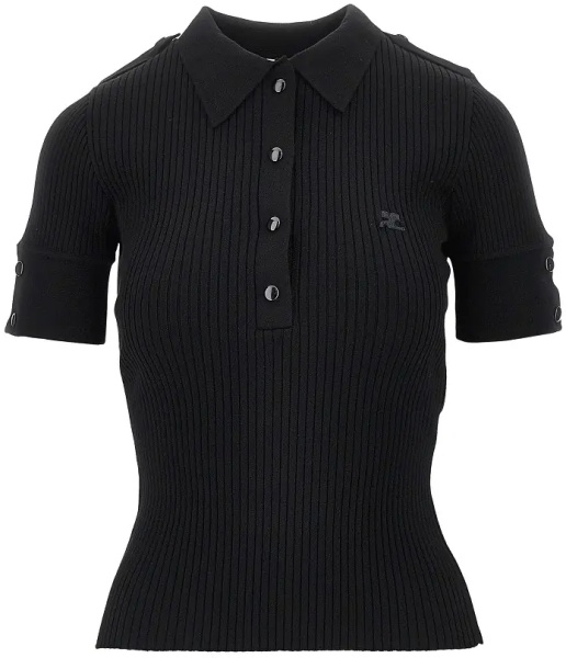 Pulover Ribbed knit polo shirt
