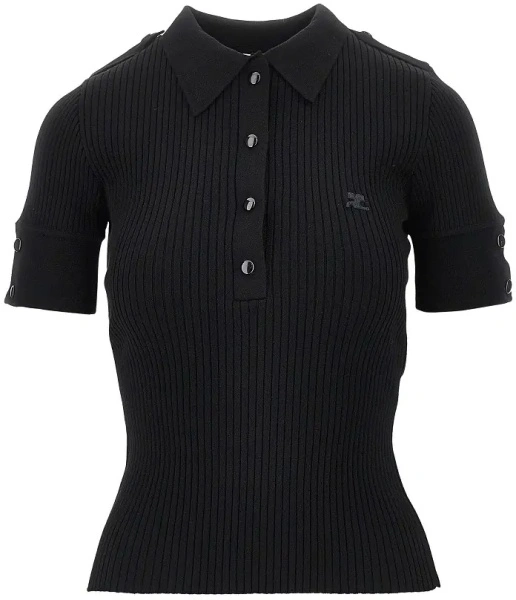 Pulover Ribbed knit polo shirt