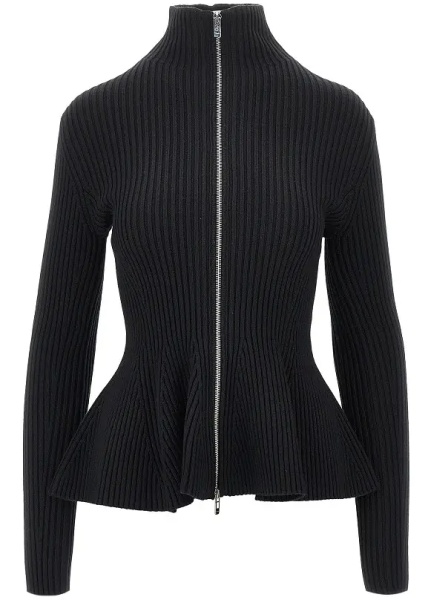 Pulover Ribbed wool Peplum cardigan