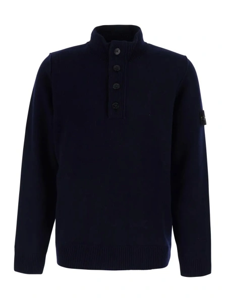 Pulover Stone Island albastru din lana