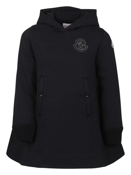 Rochie casual Moncler neagra din bumbac si lana