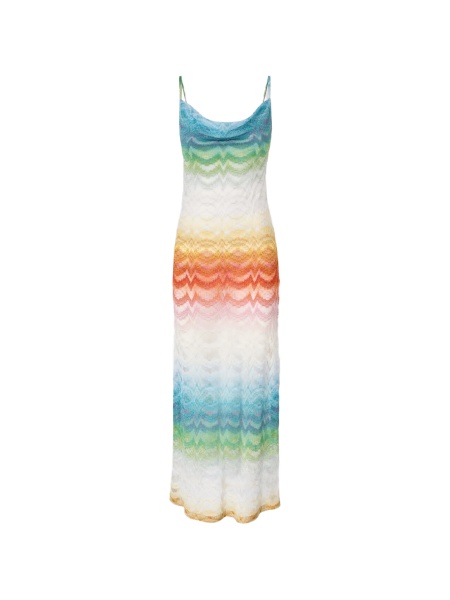 Rochie de plaja MISSONI BEACHWEAR alba din raion si fibre metalice