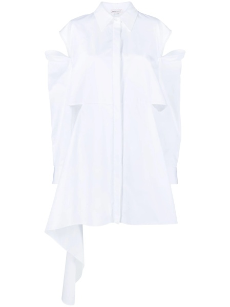Rochie de zi Alexander McQueen alba din bumbac