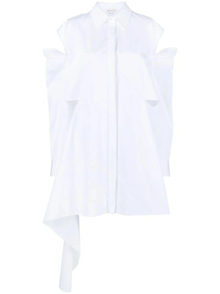 Rochie de zi Alexander McQueen alba din bumbac