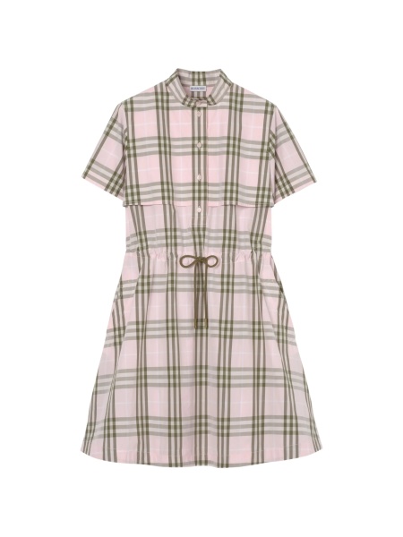 Rochie de zi Burberry roz din bumbac si mother of pearl