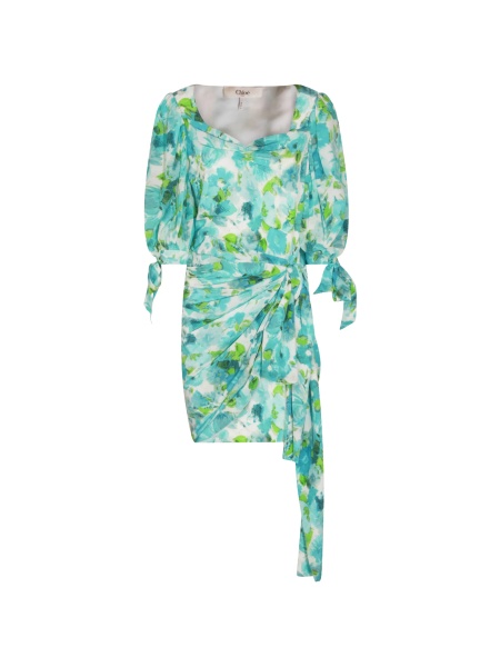 Rochie de zi Chloe albastra din matase