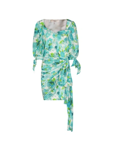 Rochie de zi Chloe albastra din matase