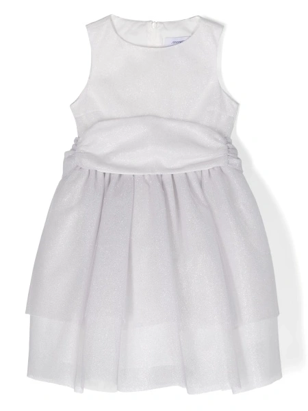 Rochie eleganta SIMONETTA argintie din polyester si poliester metalizat