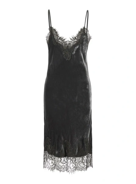 Rochie GOLD HAWK gri din catifea