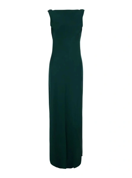 Rochie lunga ANTONELLI verde din satin