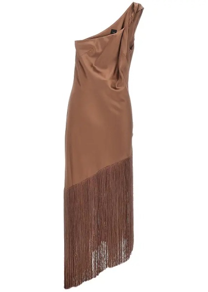 Rochii Fringed satin midi dress