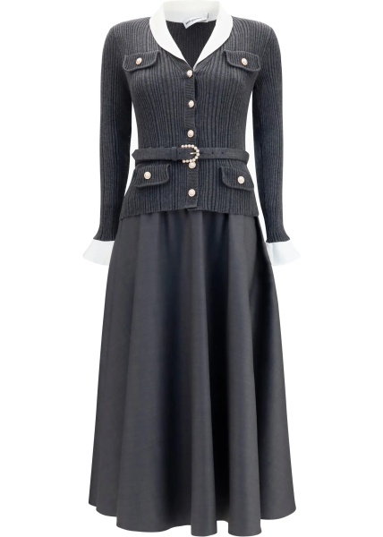 Rochii Knit and twill midi Dress