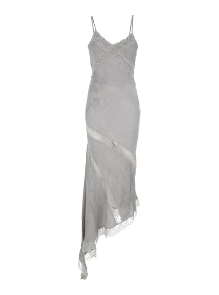 Rochii Long Dress 'Rosetta' with Thin Straps and Asymmetrical Design in Gray for Women