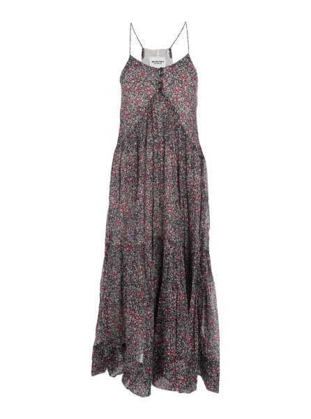 Rochii Long Dress 'Sabba' with Straps and All-Over Multicolor Cotton Motif for Women