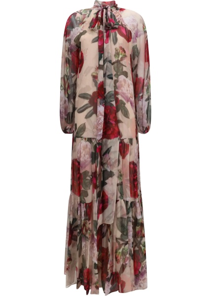 Rochii Long silk Dress with scarf detail