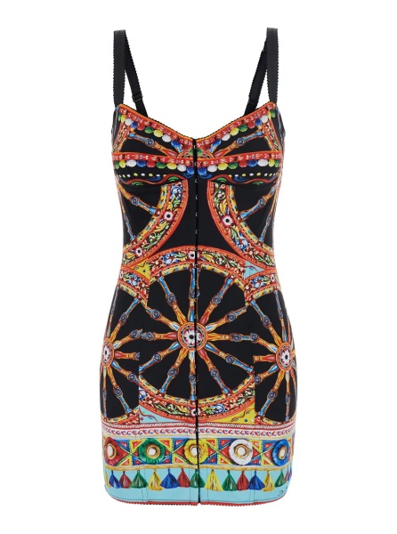 Rochii Multicolor Sleeveless Mini Dress with All-Over Carretto Print in Blend Cotton for Women