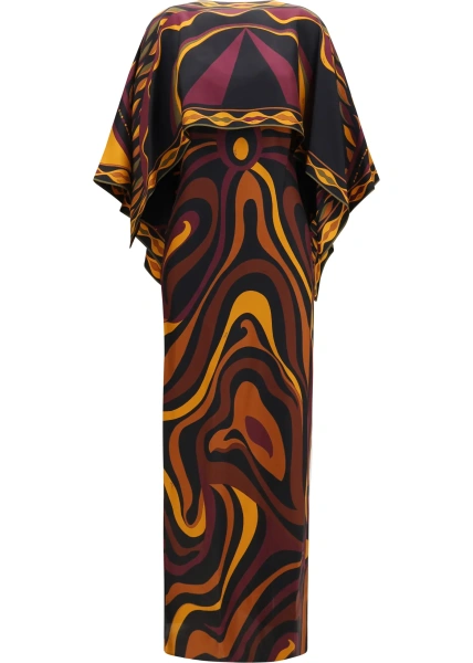 Rochii Silk Dress with shoulder cape