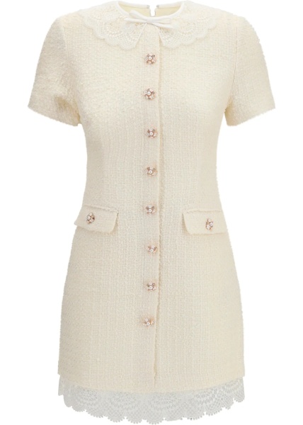 Rochii Tailored mini Dress with bouclé lace inserts