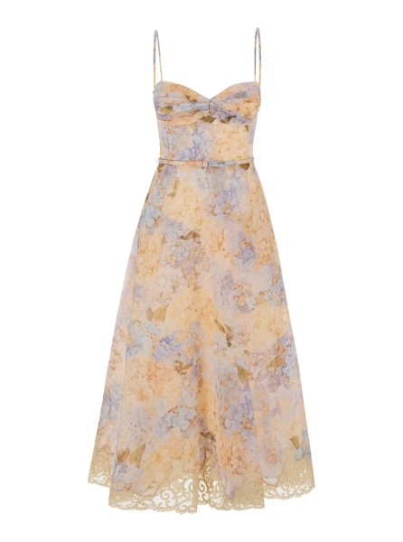 Rochii 'Valiant' Multicolor Dress with Spaghetti straps and all-over floral print in linen and silk Blend for women