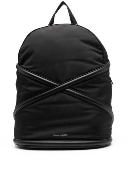 Rucsac Alexander McQueen negru din piele si material textil