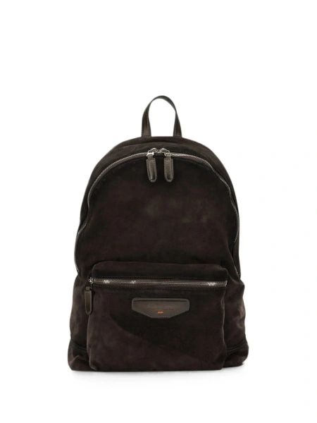 Rucsac Santoni maro din piele intoarsa