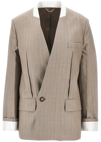 Sacou Collarless wool jacket