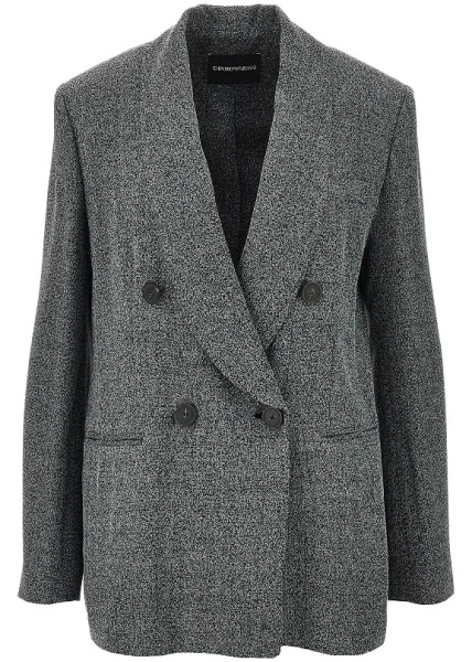 Sacou Mouliné fabric double-breasted jacket