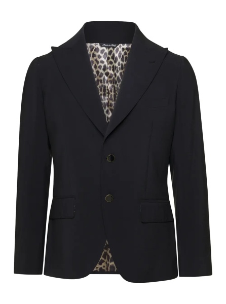 Sacou Single-breasted blazer with notched revers in viscose blend black men