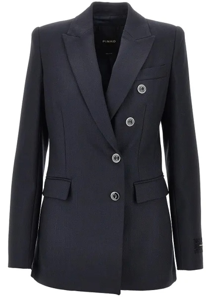 Sacou Wool-blend double-breasted colsure