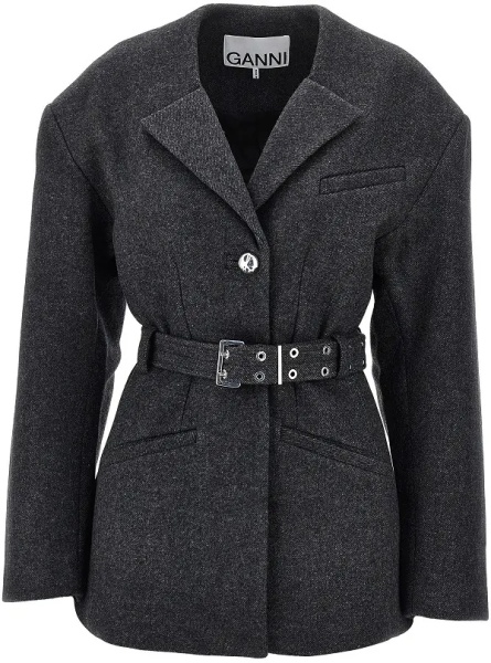 Sacou Wool-blend jacket with belt
