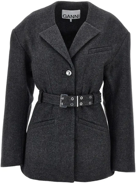 Sacou Wool-blend jacket with belt