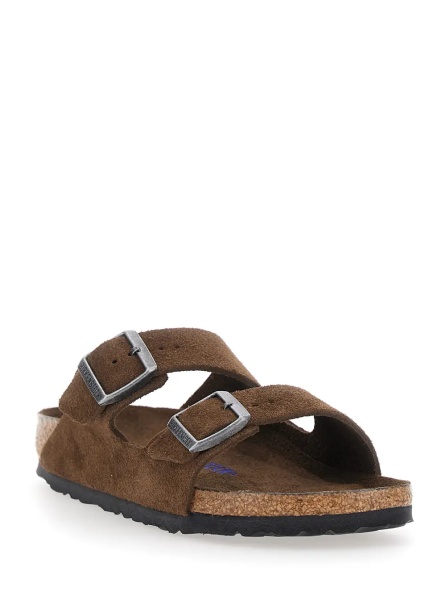 Sandale 'Arizona' Brown Sandals with Rounded Toe and Buckle Closure in Suede for Women