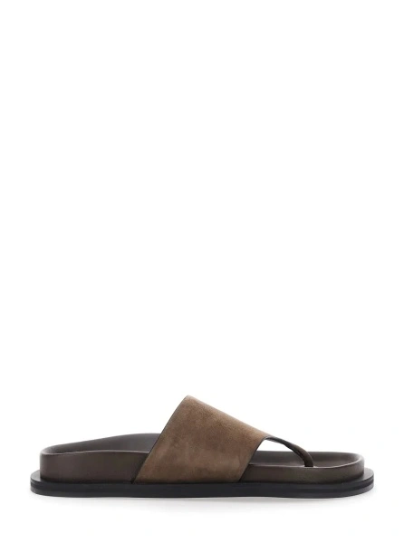 Sandale 'Imara' Brown Sandals with Contoured Footbed and Rubber Sole in Suede Woman