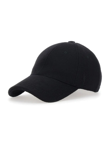 Sapca Black Baseball Cap with Cassandre Embroidery in Wool for Men