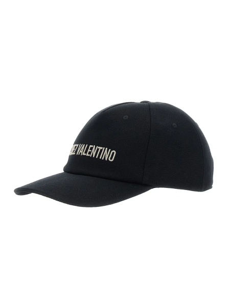 Sapca Black Baseball Cap with Logo Lettering on the Front in Cotton Man