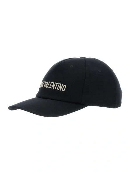 Sapca Black Baseball Cap with Logo Lettering on the Front in Cotton Man