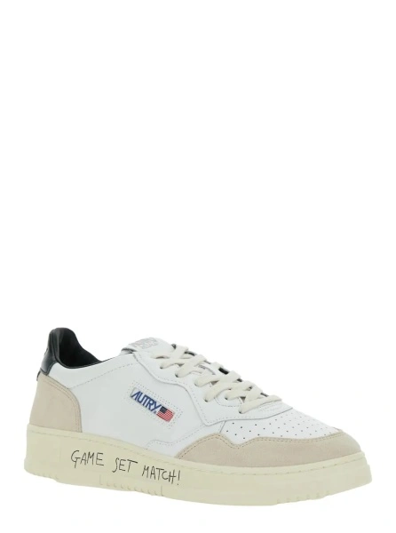 Sneakers AUTRY albi din piele si piele intoarsa 'Medalist Low'