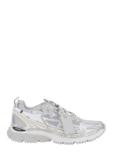 Sneakers 'Be Right Back' Gray Sneakers with Mesh Inserts and Arrow Detail on the Side in Leather and Tech Fabric for Men