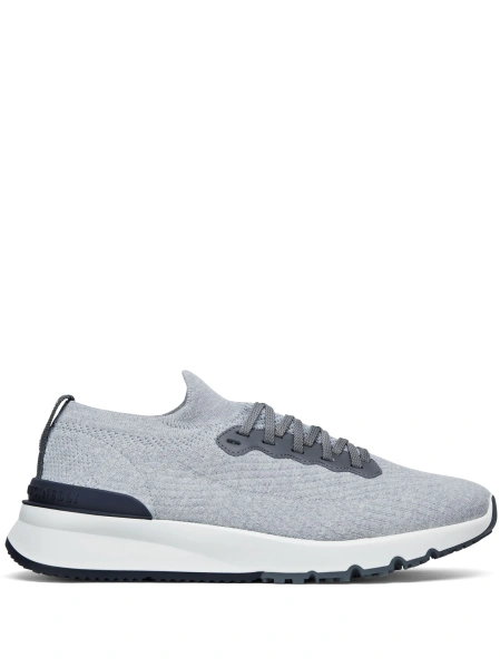 Sneakers Brunello Cucinelli gri din bumbac