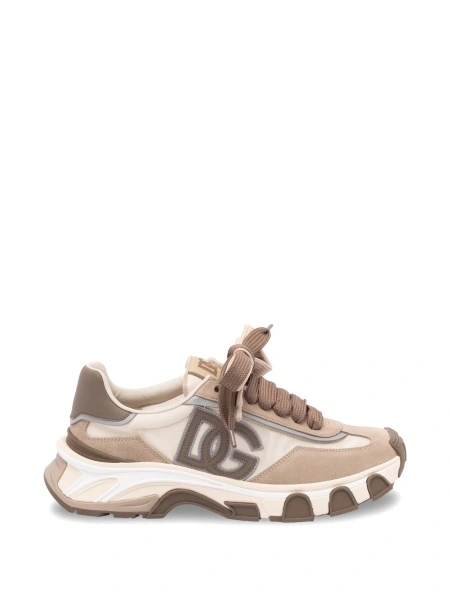 Sneakers Dolce & Gabbana neutri din piele si elastan