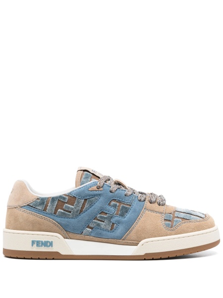 Sneakers Fendi maro din piele intoarsa si material textil