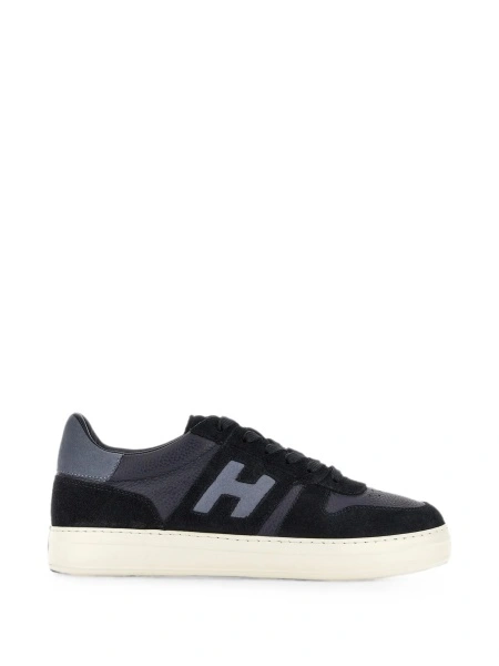 Sneakers Hogan albastri din piele si piele intoarsa