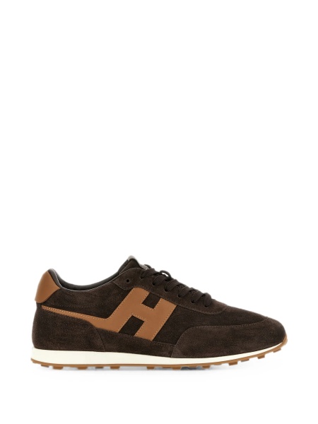 Sneakers Hogan maro din piele intoarsa si piele