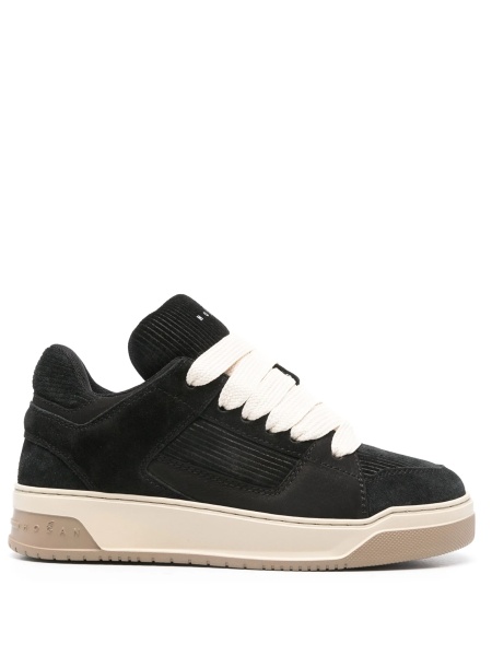Sneakers Hogan negri din piele si piele intoarsa