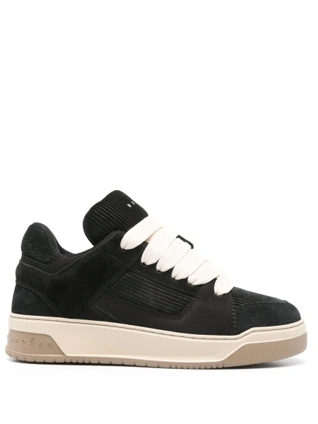 Sneakers Hogan negri din piele si piele intoarsa