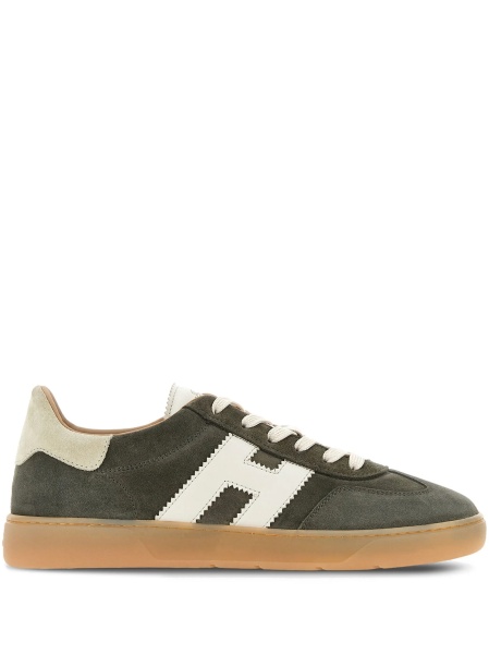 Sneakers Hogan verzi din piele si piele intoarsa
