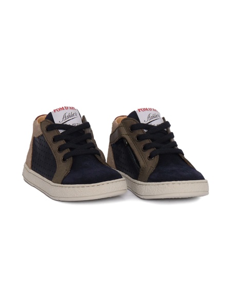 Sneakers POM D'API maro din piele intoarsa si piele