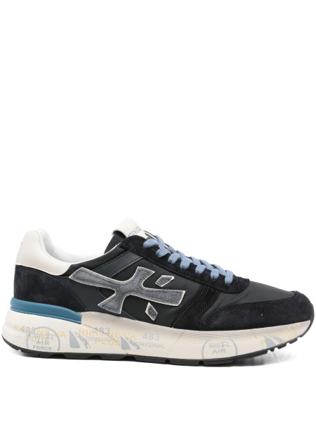 Sneakers Premiata albastri din material textil si piele intoarsa